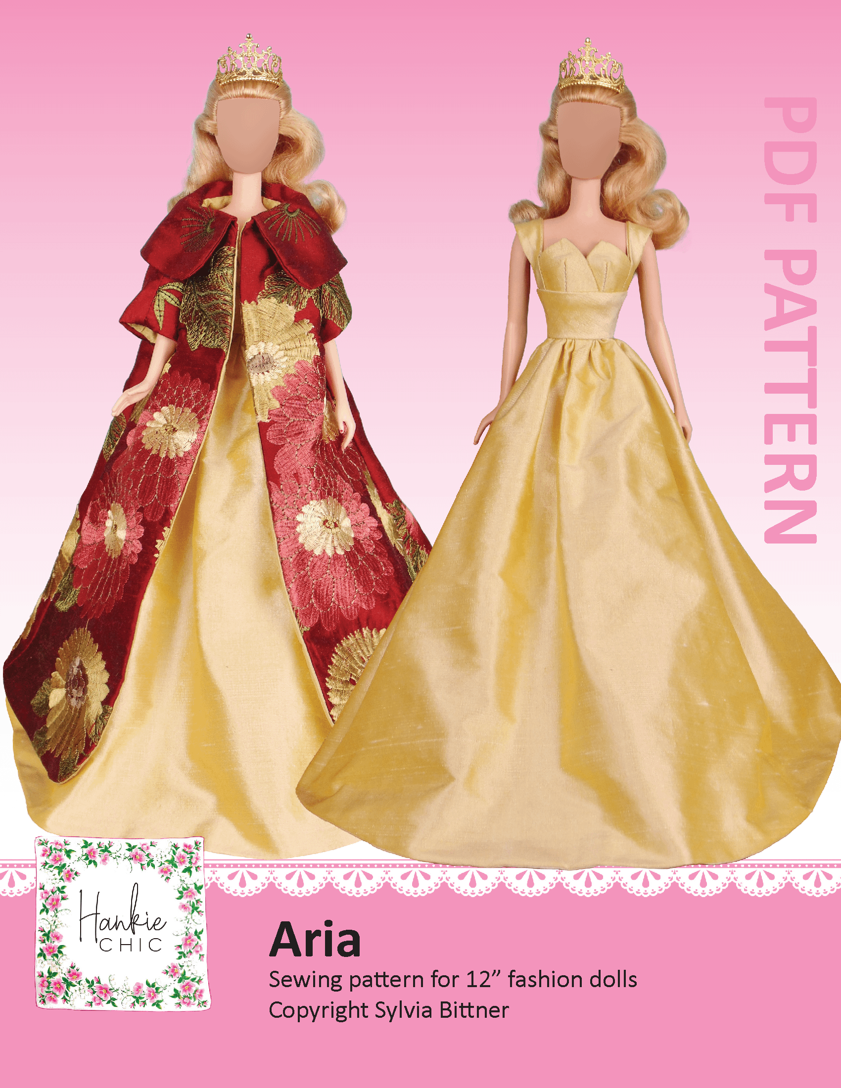 Aria sewing pattern for 12" fashion dolls product image (1)