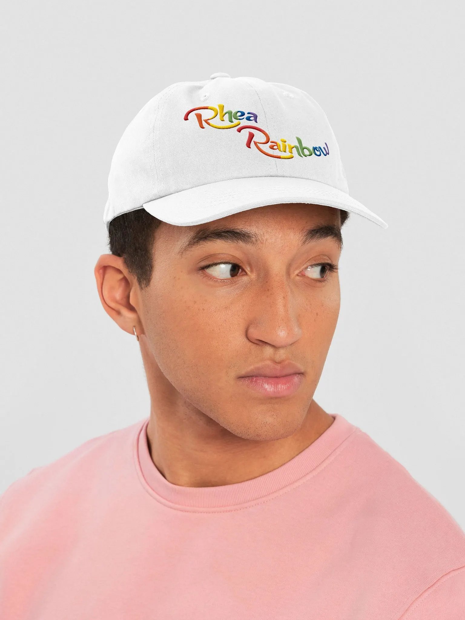 🌈Rhea Rainbow Classic White Hat – Timeless Style, VTuber Energy! product image (6)