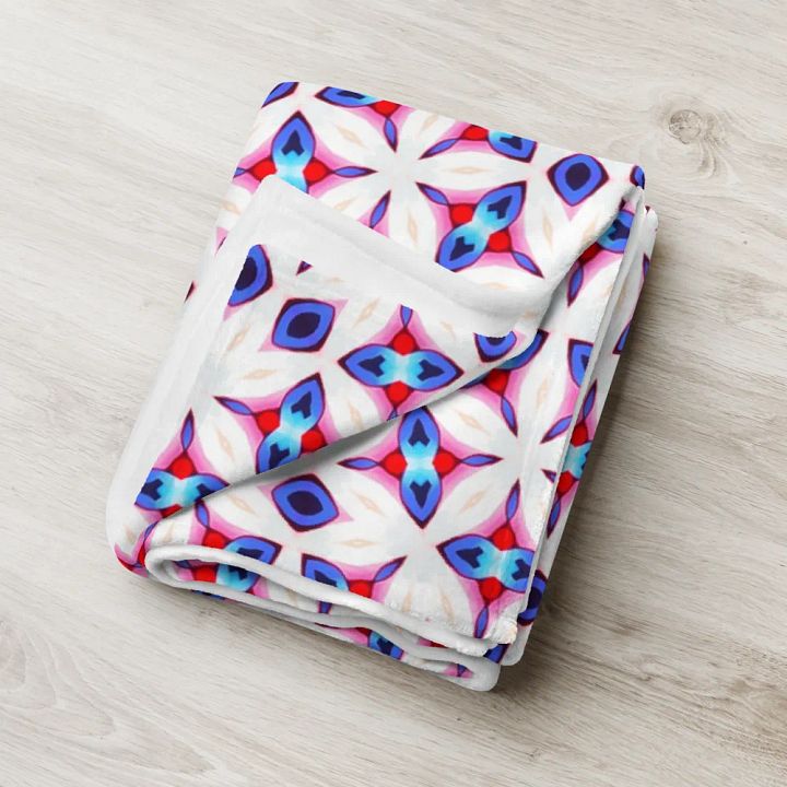 White, Blue & Red Seamless Diamond Patterned Throw Blanket product image (2)