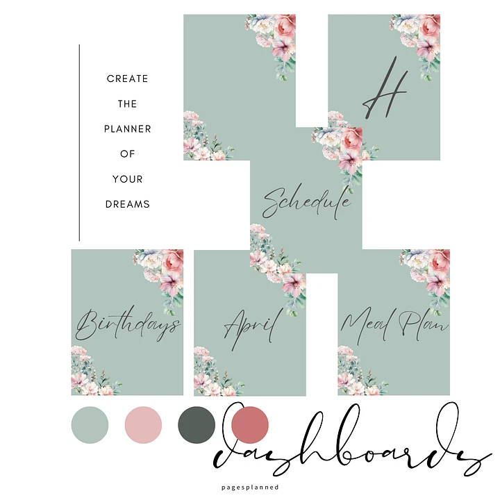 Floral Sage Digital Planner Dashboards and Notebook Covers- Portrait Orientation product image (1)