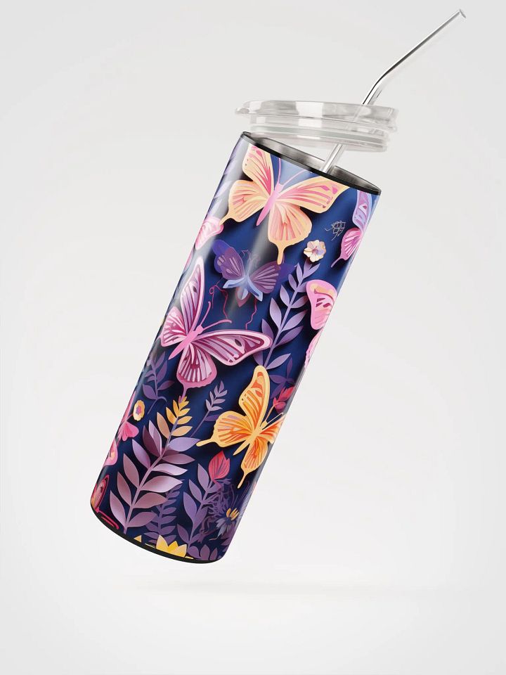 Vibrant Purple Yellow Butterfly Papercut Stainless Steel Tumbler product image (2)