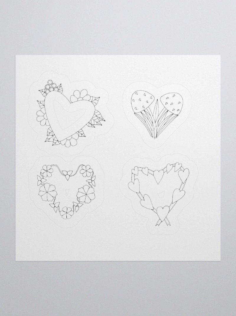 Four lovely hart Kiss Cut Stickers (on white background)