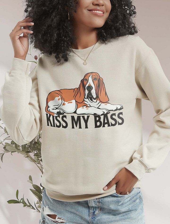 Kiss My Bass Sweatshirt | Funny Shirt for Basset Hound(Red) Owners product image (19)