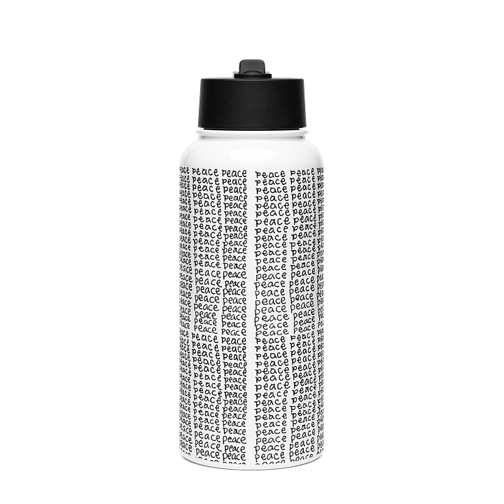 Peace 2 Stainless Steel Water Bottle with a Straw Lid in White product image (1)