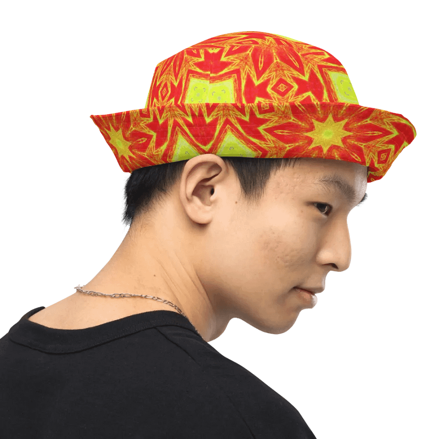 Abstract Repeating Orange Flower Unisex Bucket Hat product image (11)