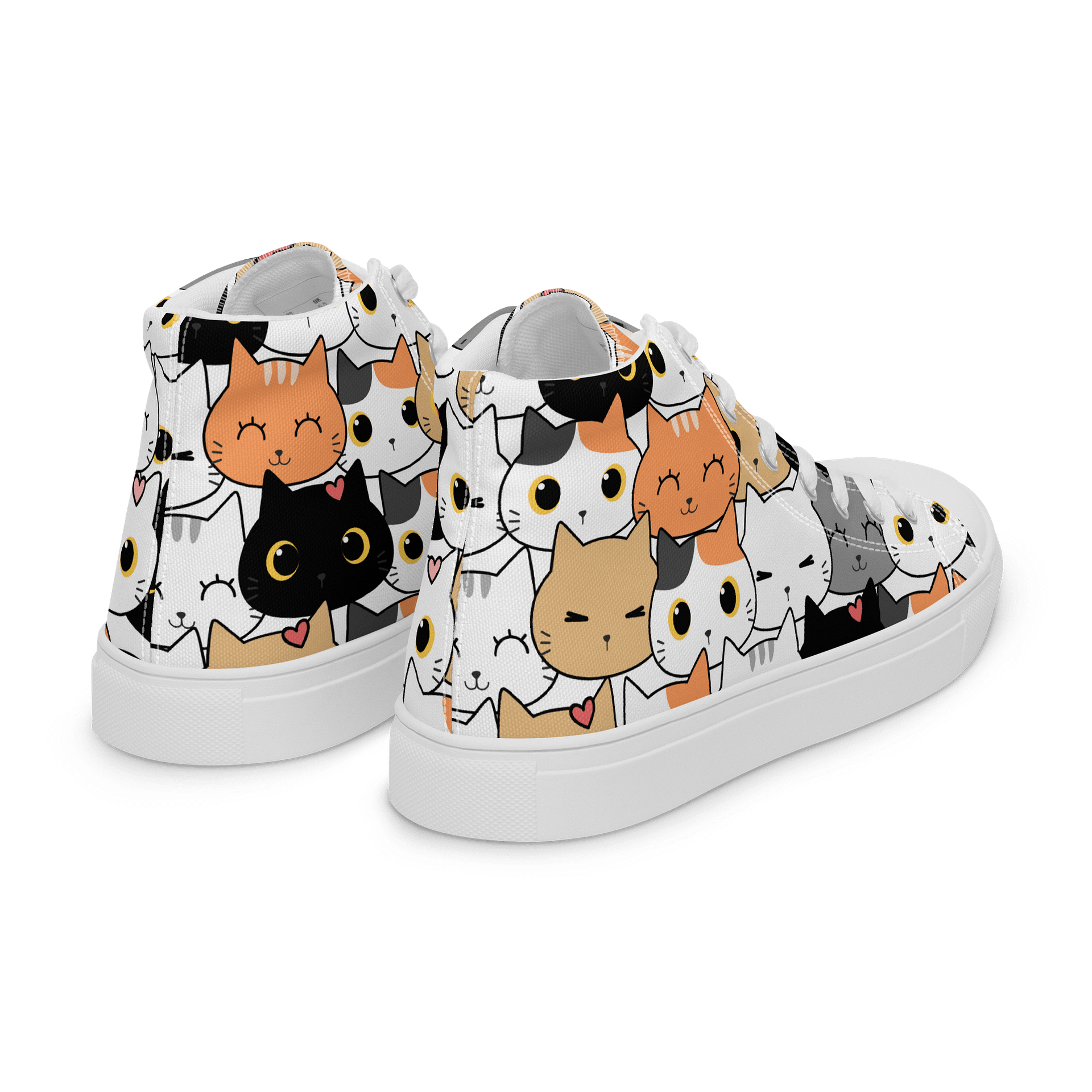 Whimsical Cat Faces High Top Canvas Shoes product image (7)