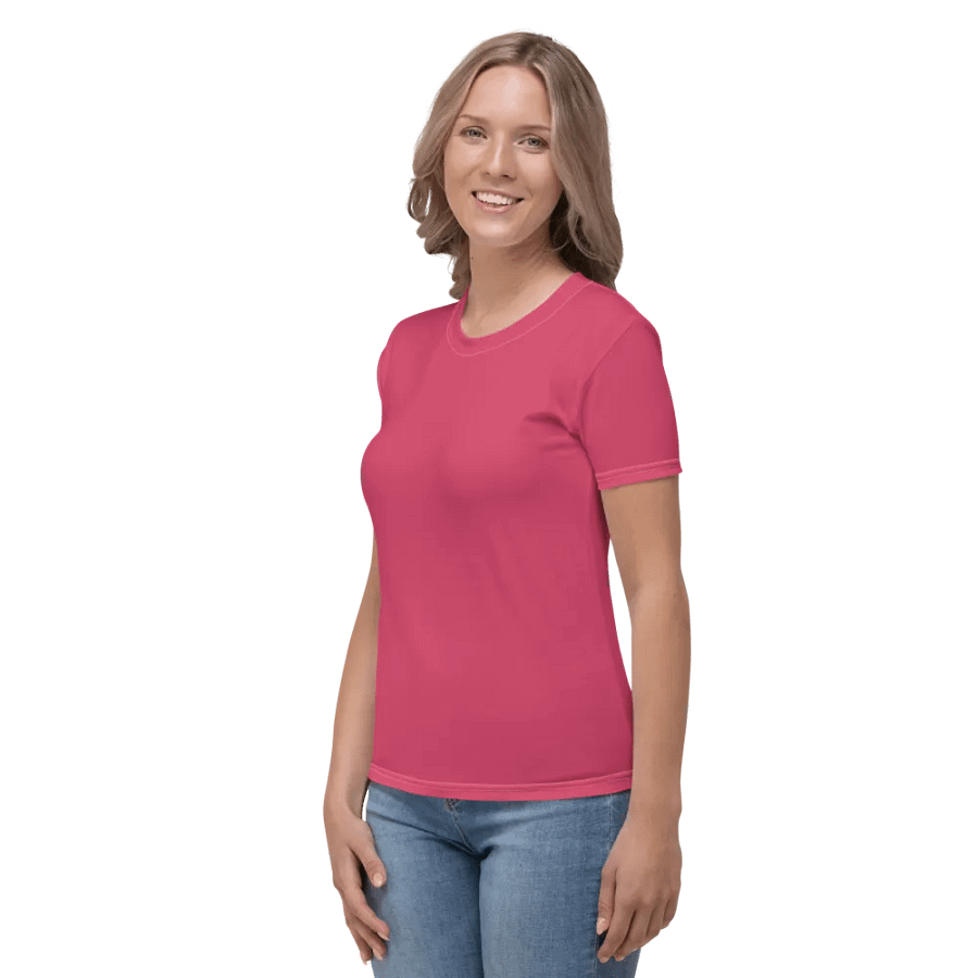 Plain Ruby Red True Summer Women's Crewneck Polyester Heavyweight Premium T-Shirt by Treasure Pie product image (4)