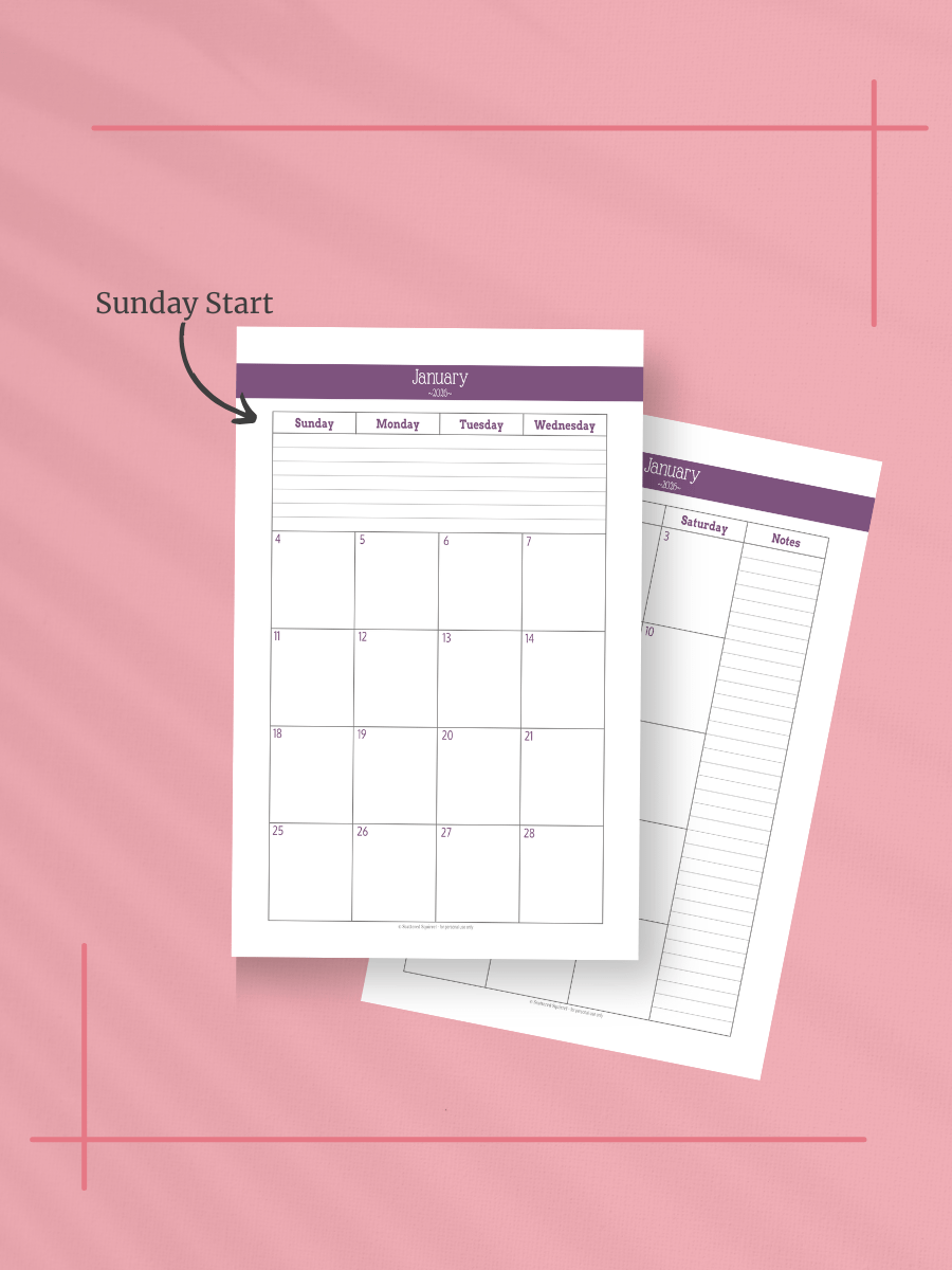 Understated Rainbow 2026 Calendar - 2 Pages per Month, Sunday Start, Half Letter Size product image (2)
