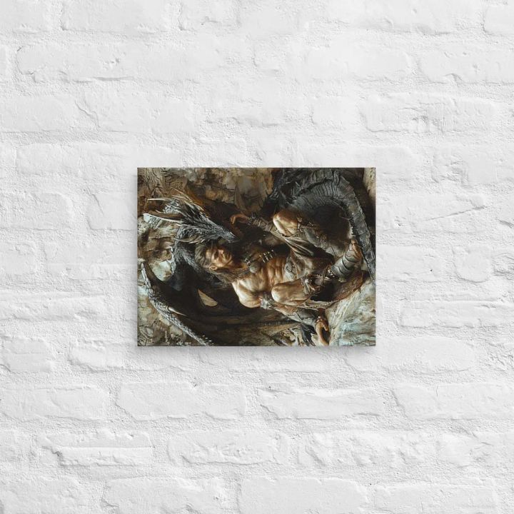 Warrior resting with his dragon - Canvas product image (2)