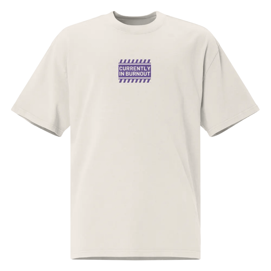 CURRENTLY IN BURNOUT (outline, ourple thread) oversized faded neutral tee product image (5)
