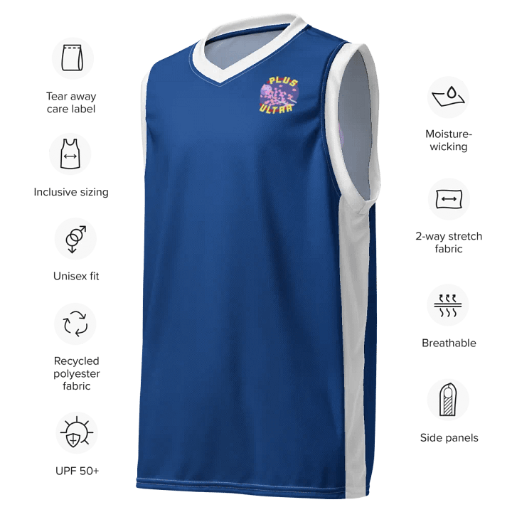 Blue Plus Ultra Basketball Jersey (Back) product image (2)