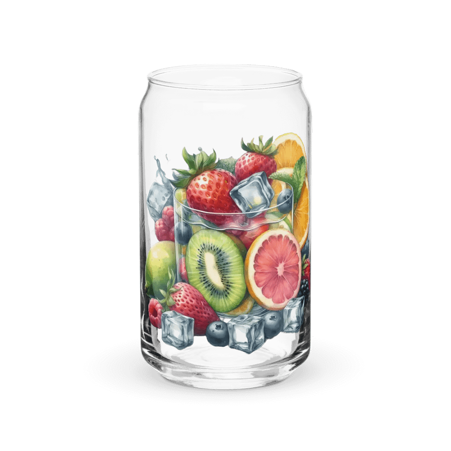 Fruit juice with fruit slice mixed water affect, design_06-Can-Shaped Glass product image (1)