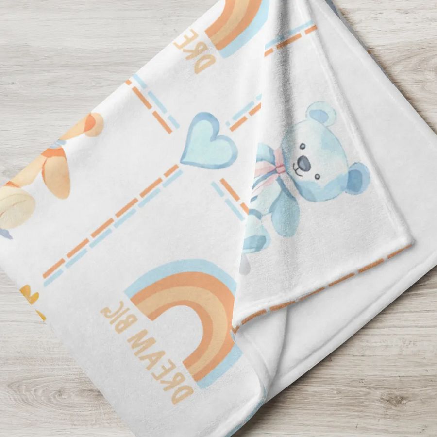 Mantita Para Bebé Ositos, Corazones y Flores en Azul product image (17)