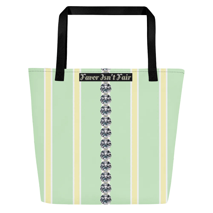 Yellow and Green Striped Geometric with Diamonds BBG Tote Bag with Pocket product image (2)