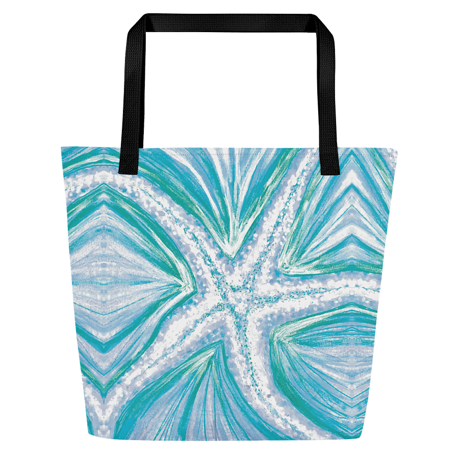 Bright Cyan Starfish Tote Bag | Ocean Pop on Crisp White | by Monique Faella Designs™ product image (3)