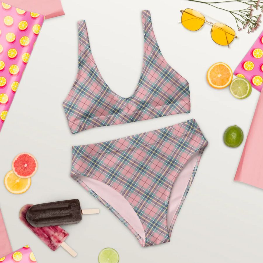 Pastel Pink, Mint Green, and Yellow Plaid Bikini product image (9)