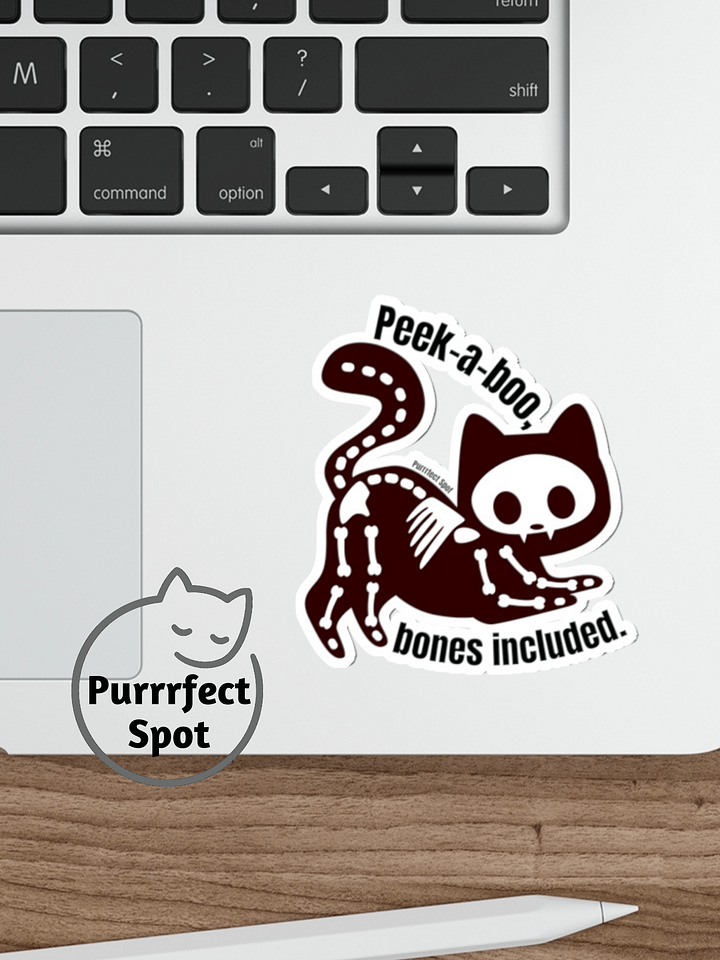 Peek-a-Boo Skeleton Cat Sticker 🐾💀 product image (2)