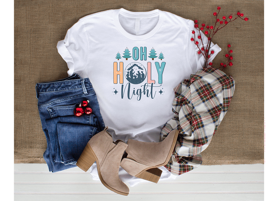 Oh Holy Night Christmas Tree T-Shirt product image (1)