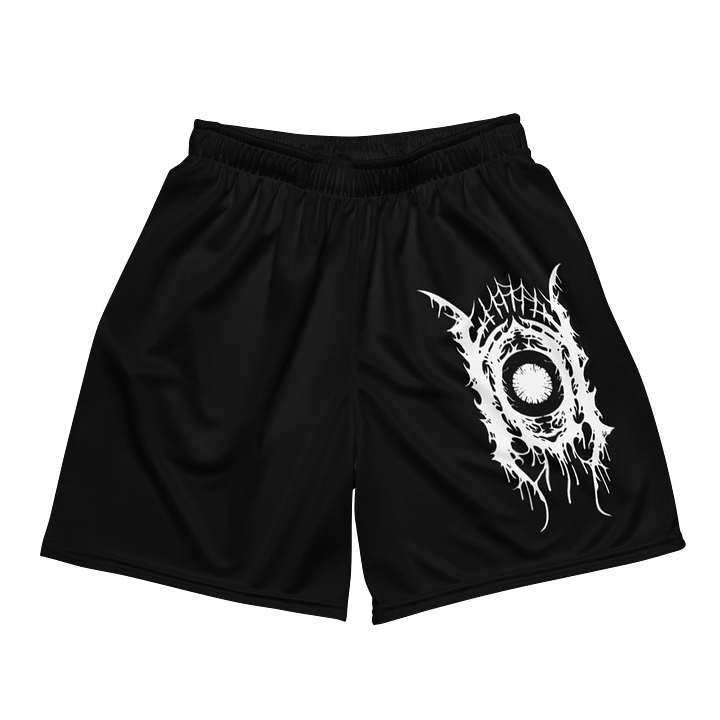 White Emblem Mesh Shorts product image (1)