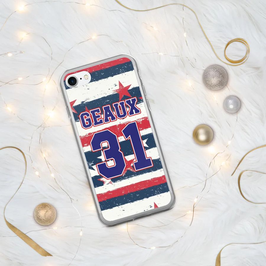 Geaux 31 - Vintage Stars & Stripes Pattern iPhone Clear Case product image (8)