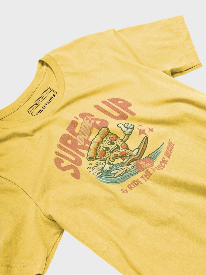 Catch a Wave and Enjoy a Slice - Fun Graphic Tee Promotes Surfing and Pizza Paradise product image (2)