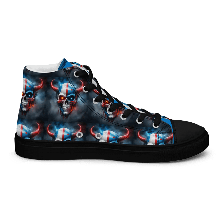 Red White and Blue Horned Skull Men's High Tops product image (9)