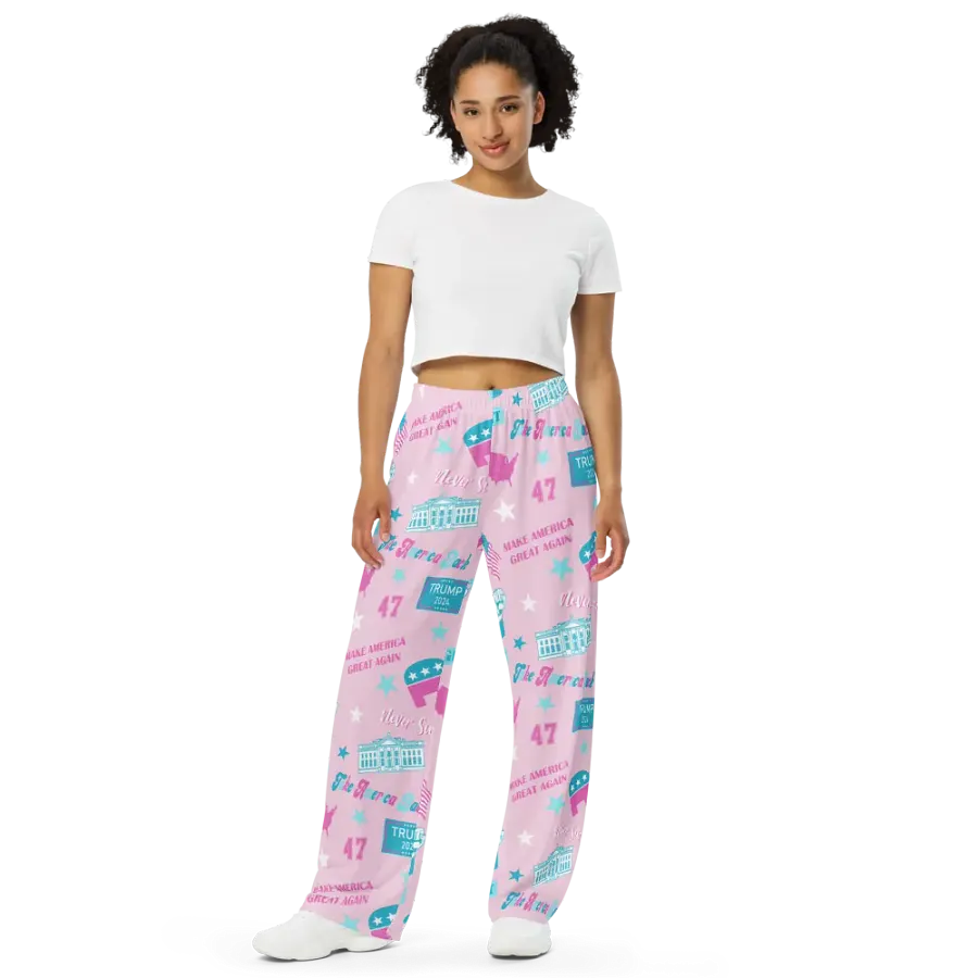 Trump 2024 Election-Themed Patriot Make America Great Again Pink Pattern Pajama Pant product image (9)