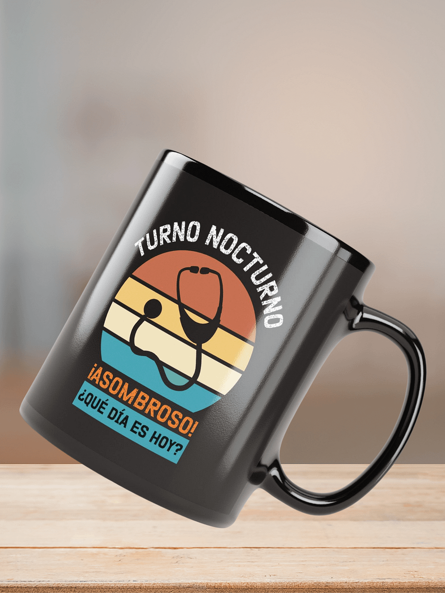 "Turno nocturno-general" mug negro brillante product image (8)