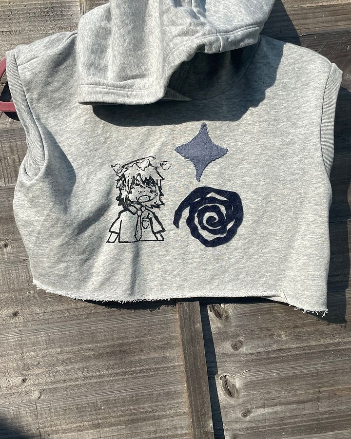 smidge print cropped vest hoodie product image (2)