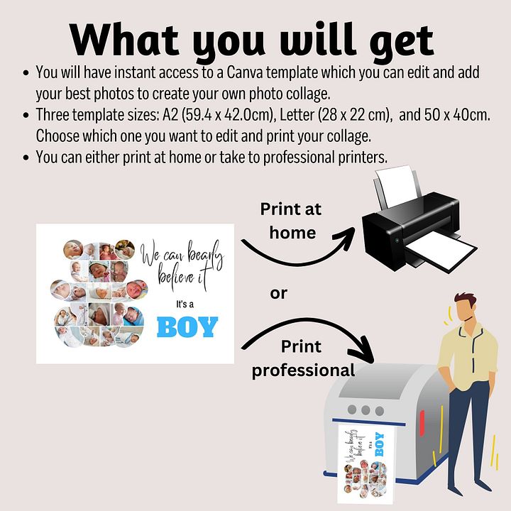 Newborn Baby (Girl/Boy) Photo Collage Canva Template product image (2)