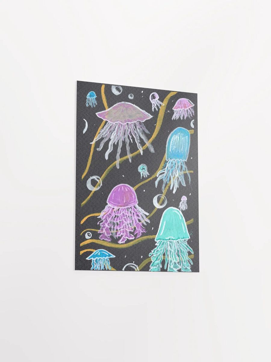 jellyfish in all shapes and sizes - gouache on black paper - print product image (12)