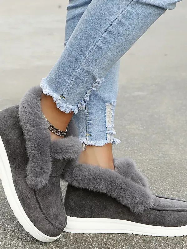 Women Moccasin Faux Fur Lined Slipper Ladies Winter Warm Boots Suede Ankle Shoes product image (3)