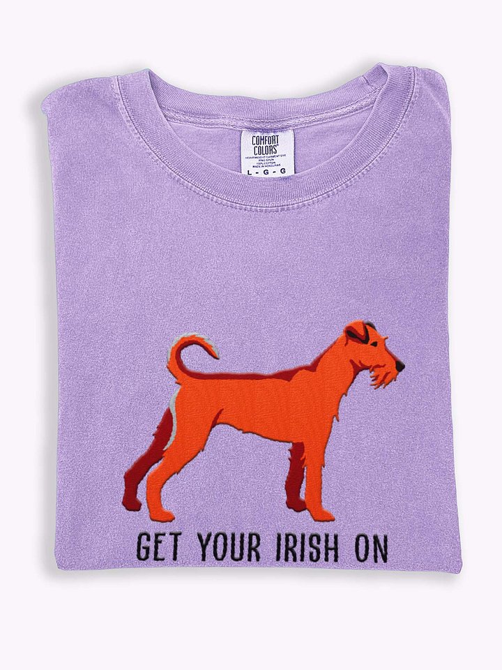 Get Your Irish On T-Shirt(Embroidered) of an Irish Terrier(Red) product image (1)