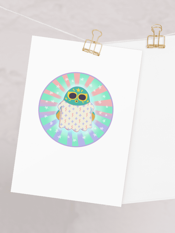 Pastel Little Ghost Luchador - Greeting Card product image (1)
