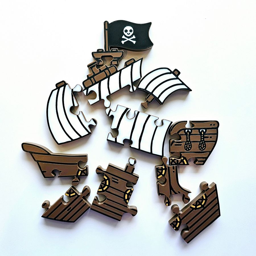 🏴‍☠️ Pirate Ship 3D Printed Jigsaw Puzzle – A Swashbuckling Adventure for Kids! product image (2)