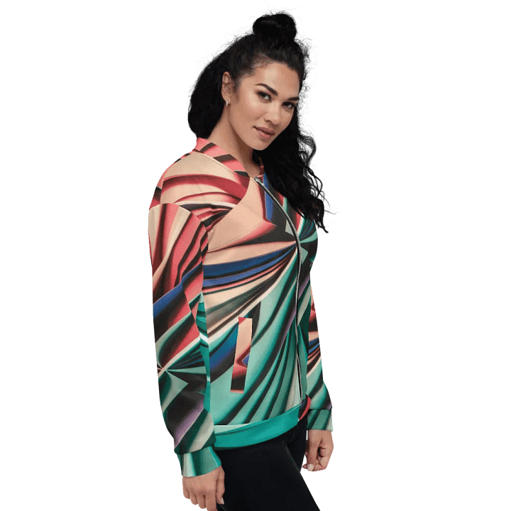 Abstract Geometric Bomber Jacket in Vibrant Colors (XS-3XL) product image (1)