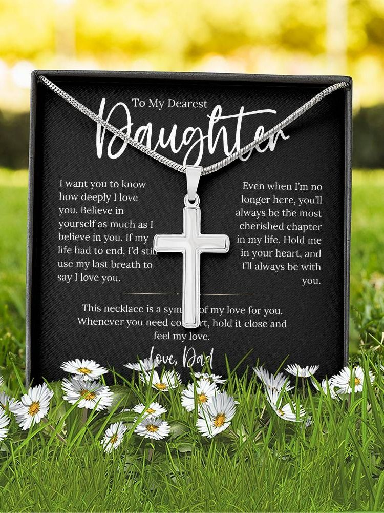 Daughter Cross Necklace From Dad - Believe In Yourself product image (5)