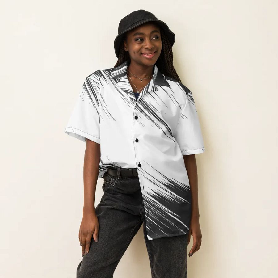 Chaos in Monochrome Hawaiian Shirt product image (6)