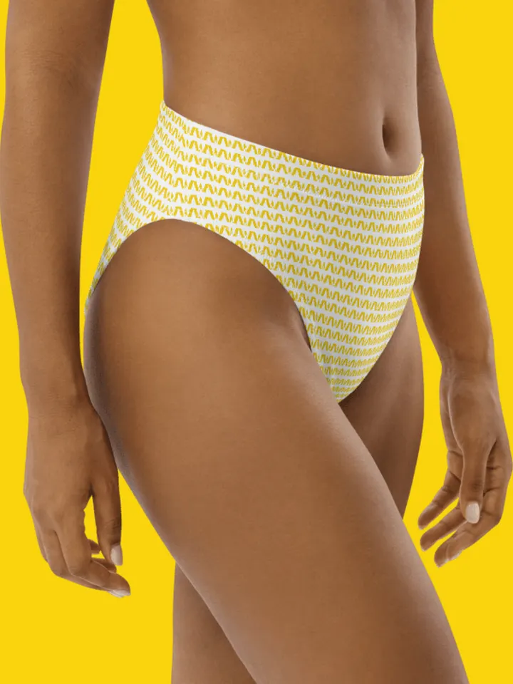 All-Over Print Recycled High Waisted Bikini Bottom, White | WIL Style product image (2)