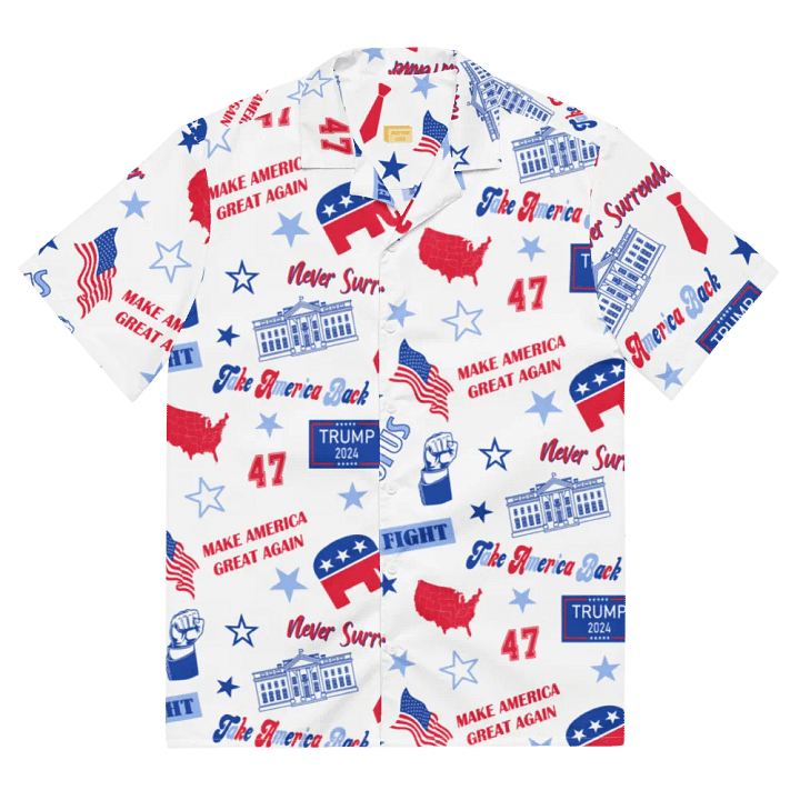 Trump 2024 Election-Themed White Pattern Hawaiian Shirt - Patriot Trump Supporter Make America Great Again product image (2)