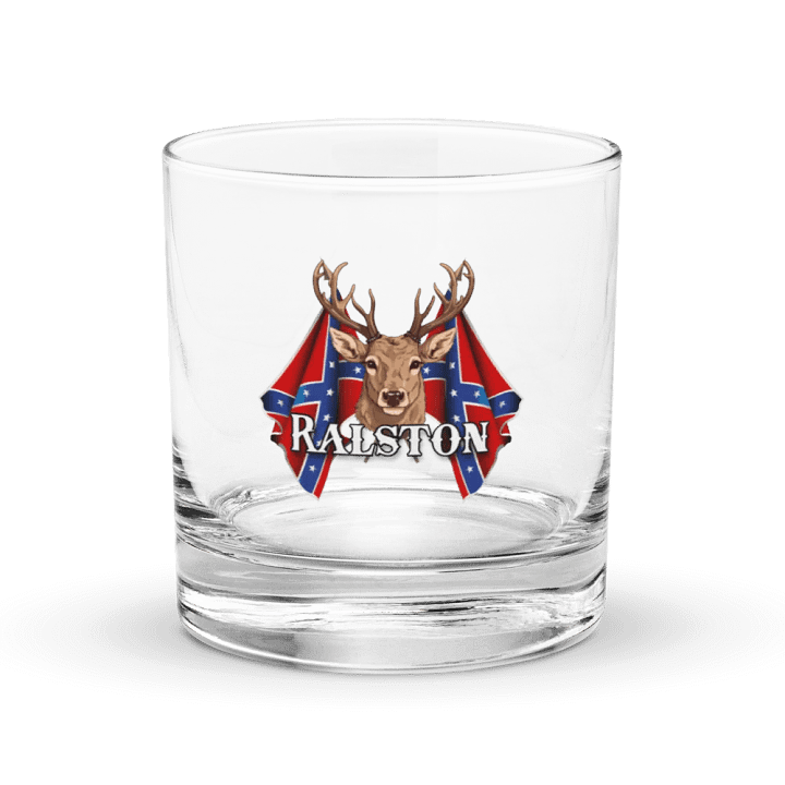 "Ralston" Last Name Rebel Redneck Deer - Rocks Glass product image (1)