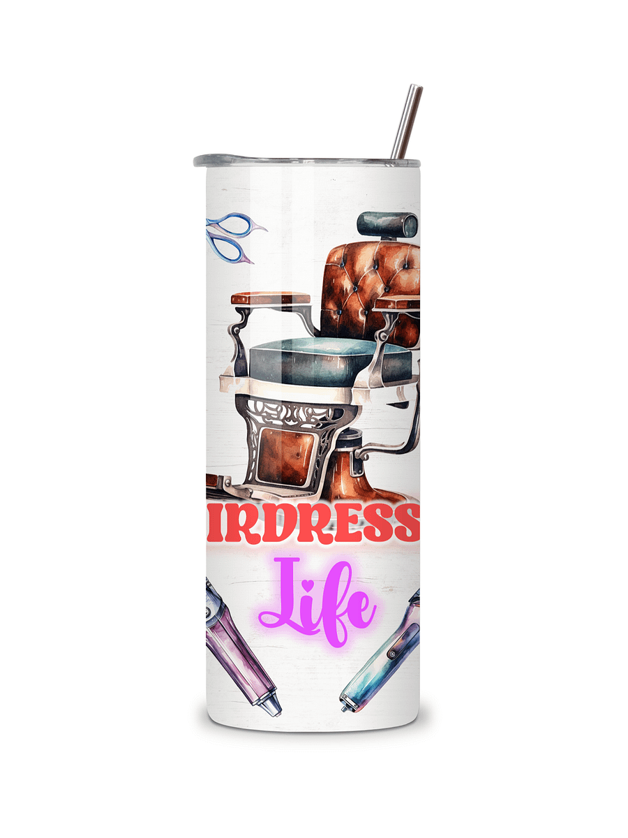 Hairdresser Life 20oz Skinny Tumbler with Metal Straw – Fun Salon-Themed Design – Double-Walled Insulated Stainless Steel Tumbler for Hot & Cold Drinks, Gift for Hairstylists product image (5)