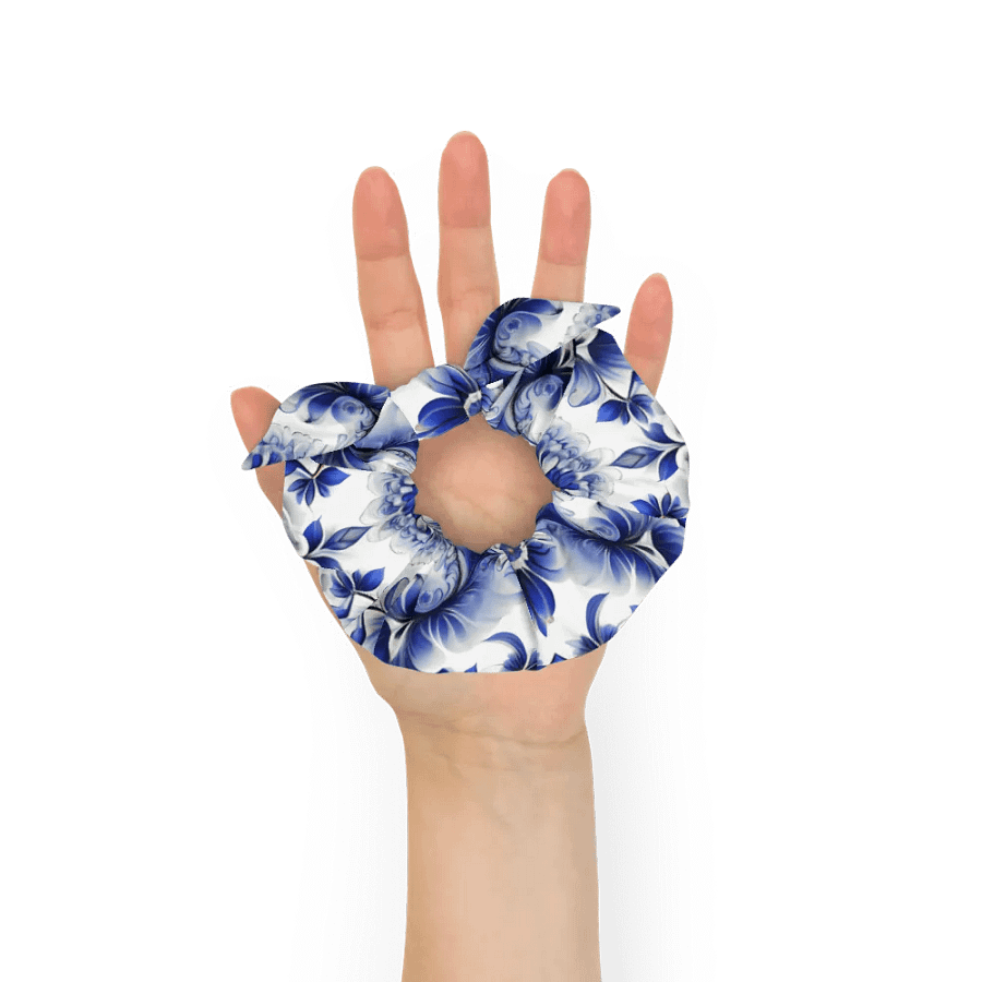 Hair Scrunchie - Blue and White Floral Pattern product image (6)