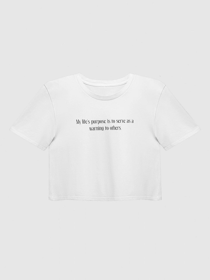 Life's Warning Y2K Crop Baby Tee - Funny Sarcastic Graphic T-Shirt product image (3)