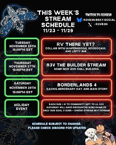 One day I will post my schedule on time...