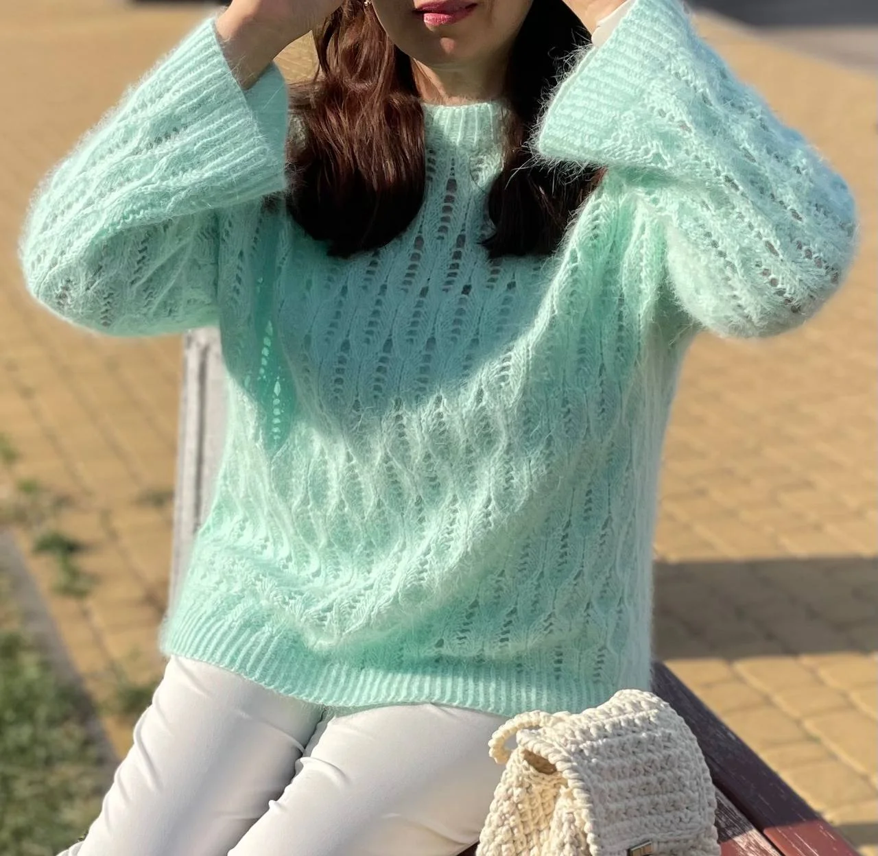 Схема вязания Свитер Julia с объемным узором, с японским плечом (спицами) product image (6)