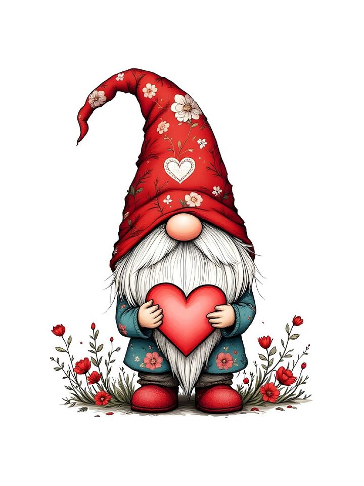 22 Floral Gnome with Heart Clipart Designs, Bloomcore Clipart Collection, Digital Art Supplies product image (1)