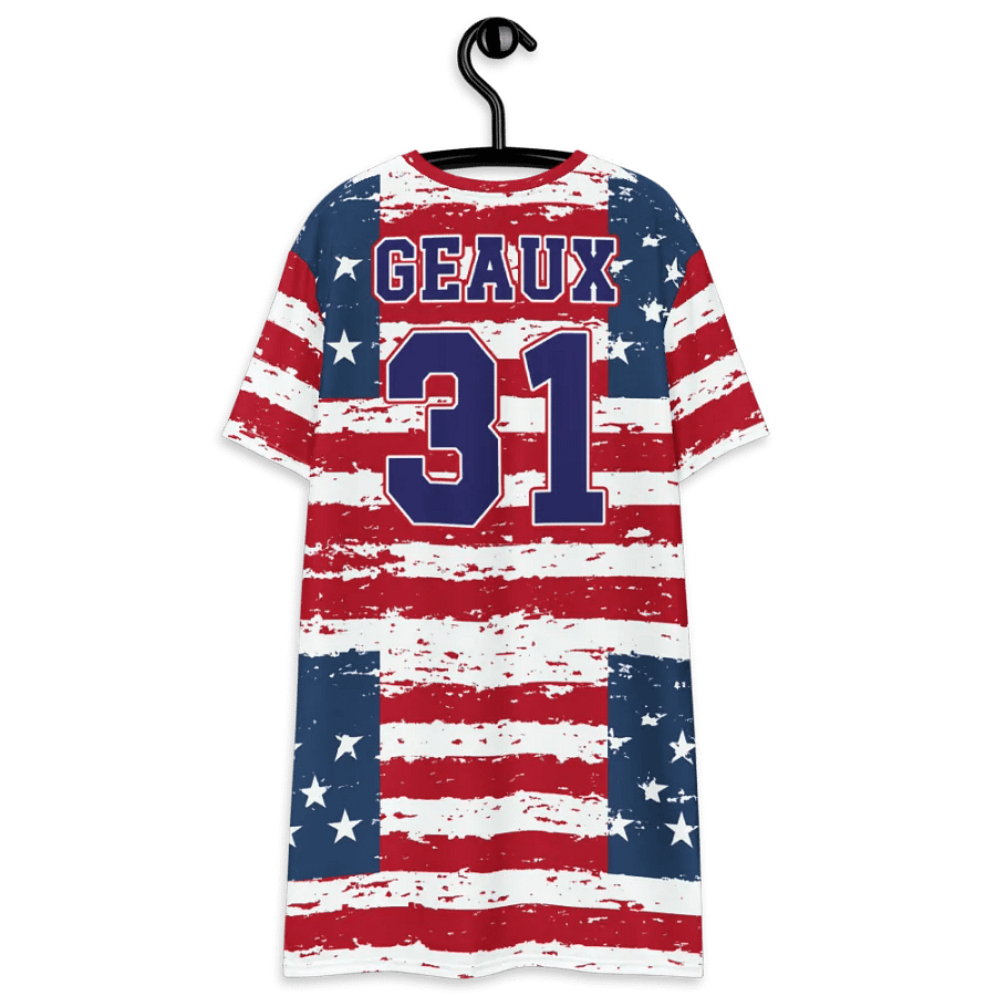 Geaux 31 (On Back) - Vintage Flag Pattern Patriots T-Shirt Dress product image (8)
