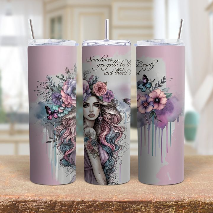 Beauty and Beast Skinny Tumbler Wrap product image (1)