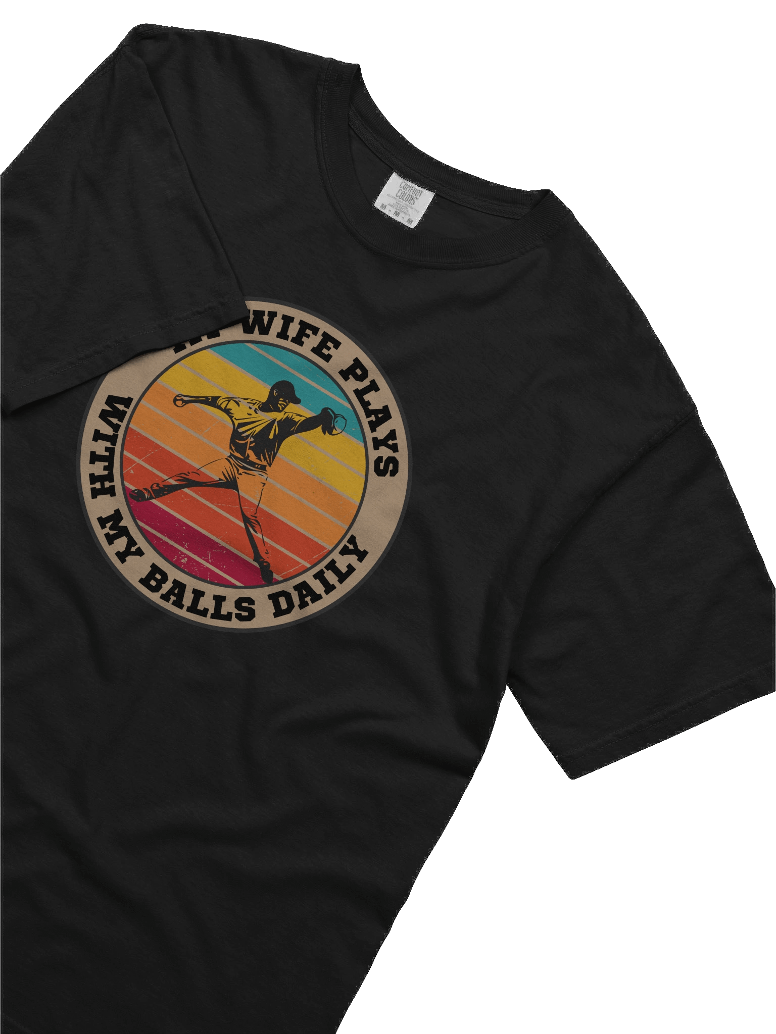 Men's Baseball "My Wife Plays With My Balls Daily" T-Shirt – Funny Sports Graphic Tee | Retro Humor Shirt product image (2)